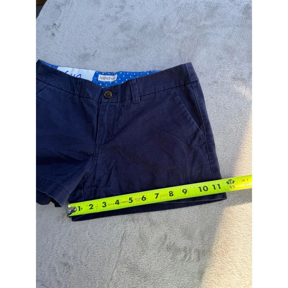 Merona Chino Shorts Women Size 4 Navy Blue Cotton Mid Rise Casual
